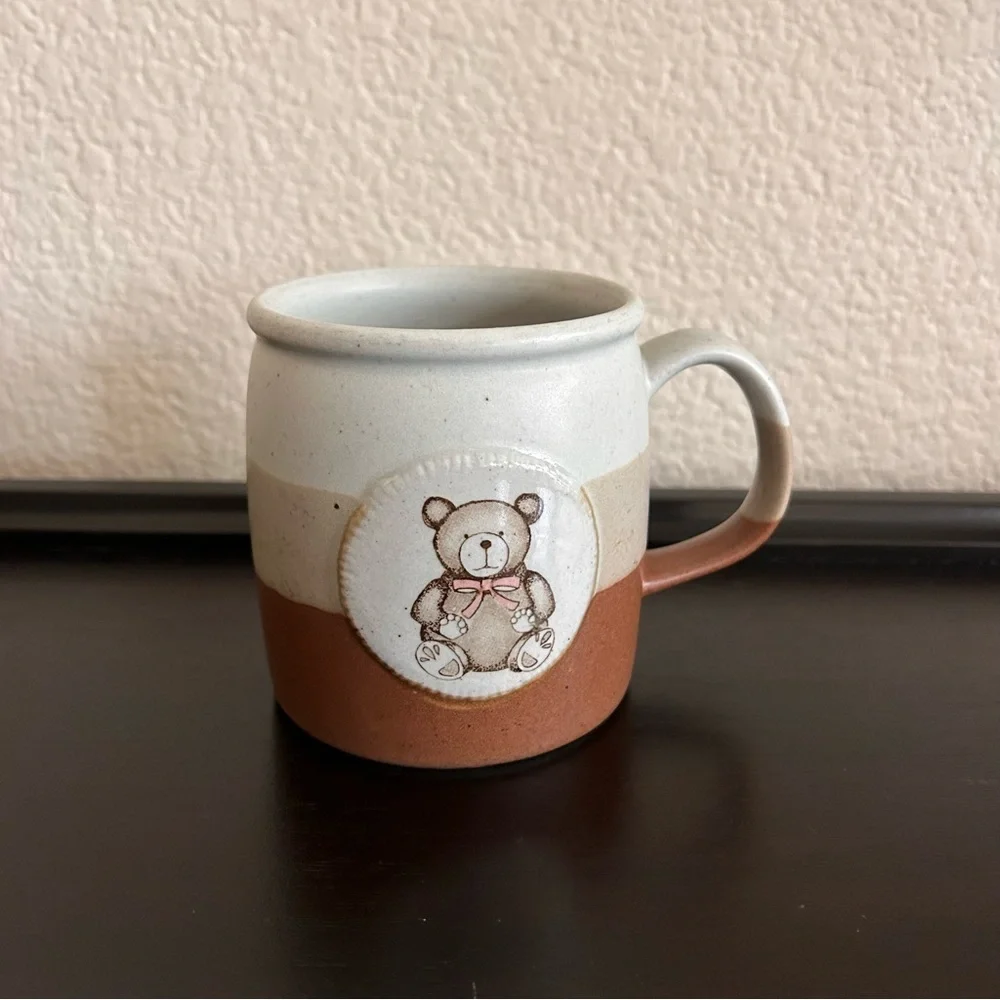 Vintage Otagiri Teddy Bear Stoneware Mug Japan Hand Painted Coffee Cup